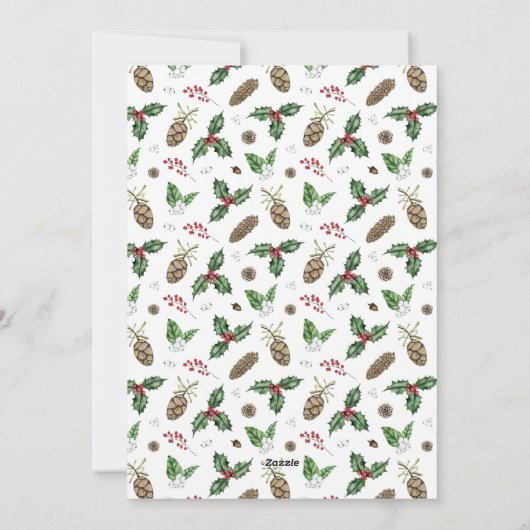 Holly & Berries Wreath Typographic Photo Feestdagenkaart (Achterkant)