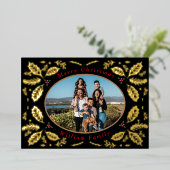 Holly Berries wust kerstgoud Folie Feestdagenkaart (Staand Voorkant)