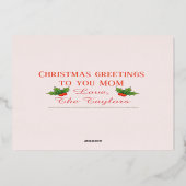 Holly Berries wust kerstgoud Folie Feestdagenkaart (Achterkant)