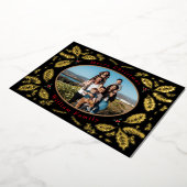 Holly Berries wust kerstgoud Folie Feestdagenkaart (Gedraaid)