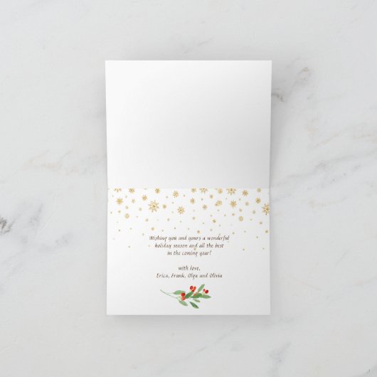 Holly Berry 4 PHOTO kerstgroet Holder Feestdagen Kaart (Binnen)