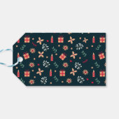 Holly Berry Art Pattern Kerstkunst Kandle Art C Cadeaulabel (Achterkant Horizontaal)