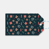 Holly Berry Art Pattern Kerstkunst Kandle Art C Cadeaulabel (Voorkant (Horizontaal))