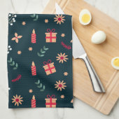 Holly Berry Art Pattern Kerstkunst Kandle Art C Theedoek (Quarter Fold)
