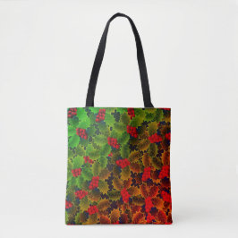 Holly berry bladeren gloeiende winter haard groen  tote bag