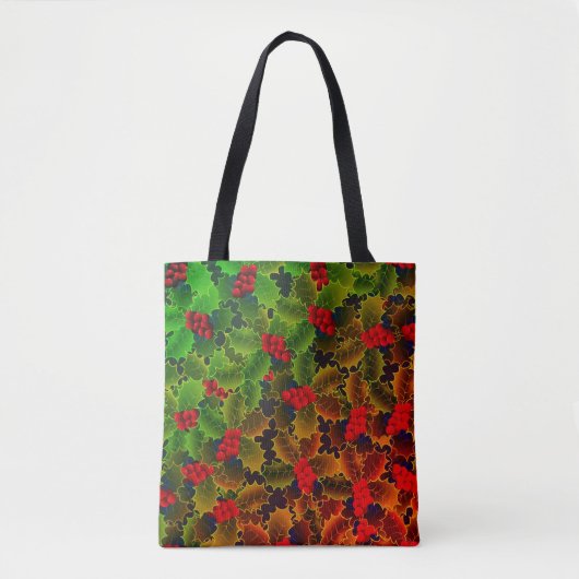 Holly berry bladeren gloeiende winter haard groen tote bag (Voorkant)