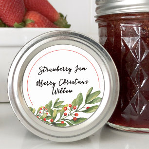 Holly Berry Blanco Huisgemaakte Pot Inmaken Ronde Sticker