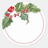 Holly Berry Blanco Ronde Sticker (Voorkant)