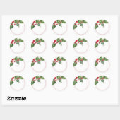 Holly Berry Blanco Ronde Sticker (Vel)