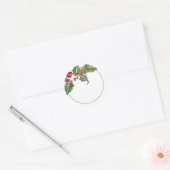 Holly Berry Blanco Ronde Sticker (Envelop)