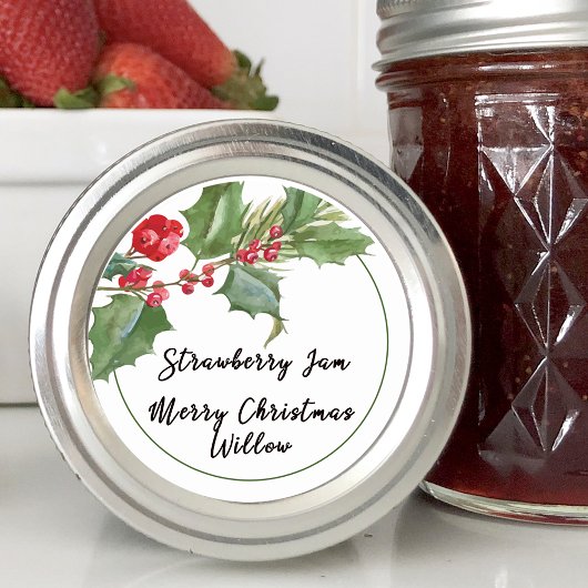 Holly Berry Blank Jar Canning Homemade Ronde Sticker