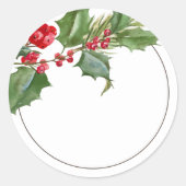 Holly Berry Blank Ronde Sticker (Voorkant)