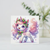 Holly Berry Bliss Unicorn Feestdagenkaart (Staand voorkant)