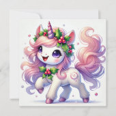 Holly Berry Bliss Unicorn Feestdagenkaart (Voorkant)