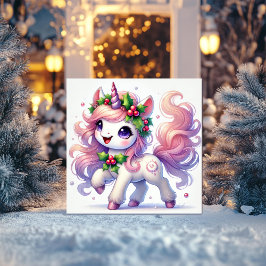 Holly Berry Bliss Unicorn Feestdagenkaart