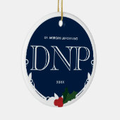 Holly Berry Blue White DNP Afstuderen Naam Jaar Keramisch Ornament (Rechts)