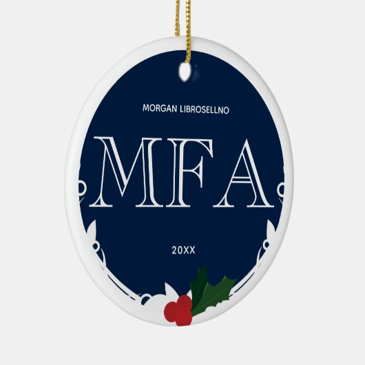 Holly Berry Blue White MFA Afstuderen Keramisch Ornament (Rechts)