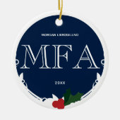 Holly Berry Blue White MFA Afstuderen Keramisch Ornament (Voorkant)