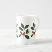 Holly Berry Bone China Tea Mok (Voorkant rechts)