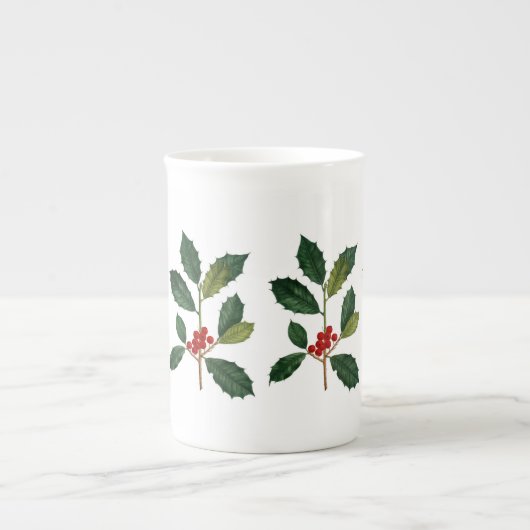 Holly Berry Bone China Tea Mok (Voorkant)