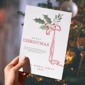Holly Berry Bow Merry Christmas Feestdagenkaart