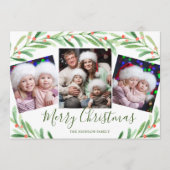 Holly Berry Branch 3 PHOTO kerstgroet Feestdagenkaart (Voorkant)