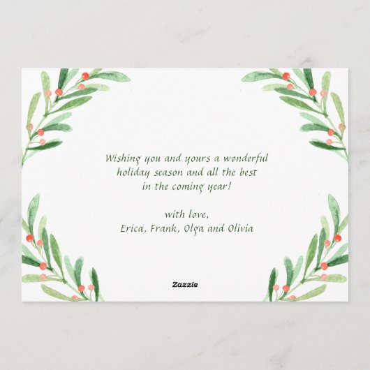 Holly Berry Branch 3 PHOTO kerstgroet Feestdagenkaart (Achterkant)