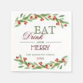 Holly Berry Branch Kerst PARTY Papier Servet (Voorkant)