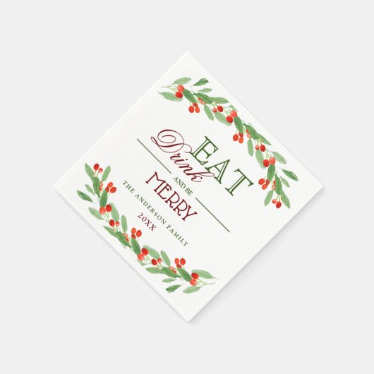 Holly Berry Branch Kerst PARTY Papier Servet (Hoek)