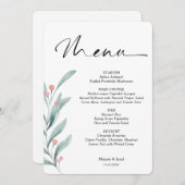 Holly Berry Branch Kerstmis bruiloft Menu (Voorkant / Achterkant)