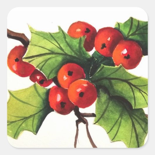 Holly Berry Branch Sticker (Voorkant)