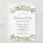 Holly Berry Branch Waterverf Kerstfeest Kaart (Voorkant)