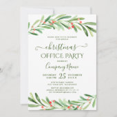 Holly Berry Branche Zakelijk Kerstfeest Kaart (Voorkant)