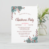 Holly Berry Branches kerstmaatschappij Party Kaart (Staand voorkant)