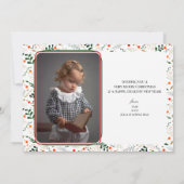 Holly Berry Branches Moderne Vrolijke Kerstfoto Feestdagenkaart (Achterkant)