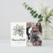 Holly Berry Briefkaart met kerstfeestdag (Staand voorkant)