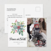 Holly Berry Briefkaart met kerstfeestdag (Voorkant / Achterkant)