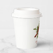 Holly Berry Cardinaal Holiday Monogram Mistletoe Papieren Bekers (Rechts)