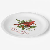 Holly Berry Cardinaal Holiday Monogram Mistletoe Papieren Bordje (Gekanteld)