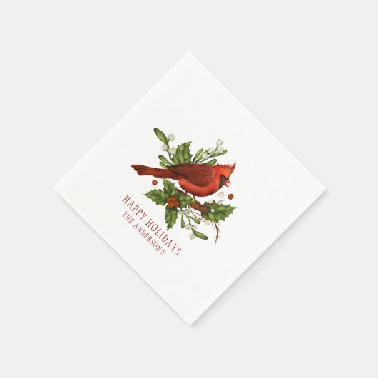Holly Berry Cardinaal Holiday Monogram Mistletoe Servet (Hoek)