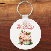 Holly Berry Christmas Cupcake Sleutelhanger (Achterkant)