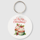Holly Berry Christmas Cupcake Sleutelhanger (Achterkant)