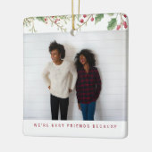 Holly Berry Christmas Holiday Best Friend 2 Photos Keramisch Ornament (Links)