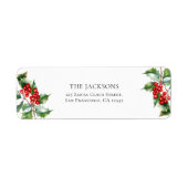 Holly Berry Christmas Holiday Return Address Etiket (Voorkant)