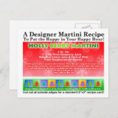 Holly Berry Christmas Martini Recept Briefkaart (Voorkant / Achterkant)