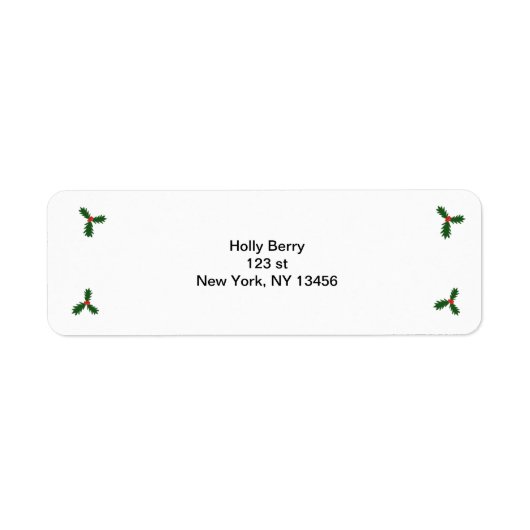 Holly Berry Christmas Retourlabel Etiket (Voorkant)
