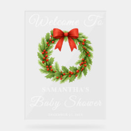 Holly Berry Christmas Wreath Baby shower Welkom Acryl Bord