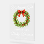 Holly Berry Christmas Wreath Baby shower Welkom Acryl Bord (Hoek)