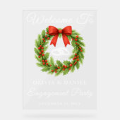 Holly Berry Christmas Wreath Verloving Welkom Acryl Bord (Voorkant)