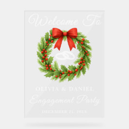 Holly Berry Christmas Wreath Verloving Welkom Acryl Bord